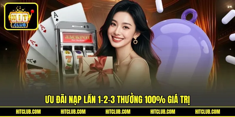 Ưu đãi nạp lần 1-2-3 thưởng 100% giá trị Ưu đãi nạp lần 1-2-3 thưởng 100% giá trị